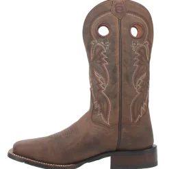 Abram Embroidered Square Toe Pull On Cowboy Boots