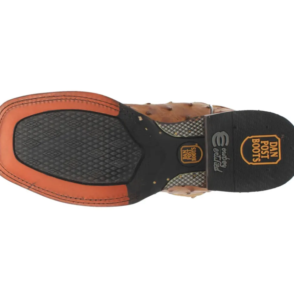 Alamosa Embroidered Ostrich Square Toe Pull On Cowboy Boots