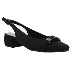 Aldora Rhinestone Round Toe Slingback Pumps