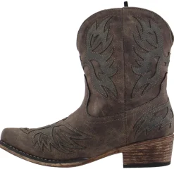 Amelia Tooled Inlay Snip Toe Cowboy Booties