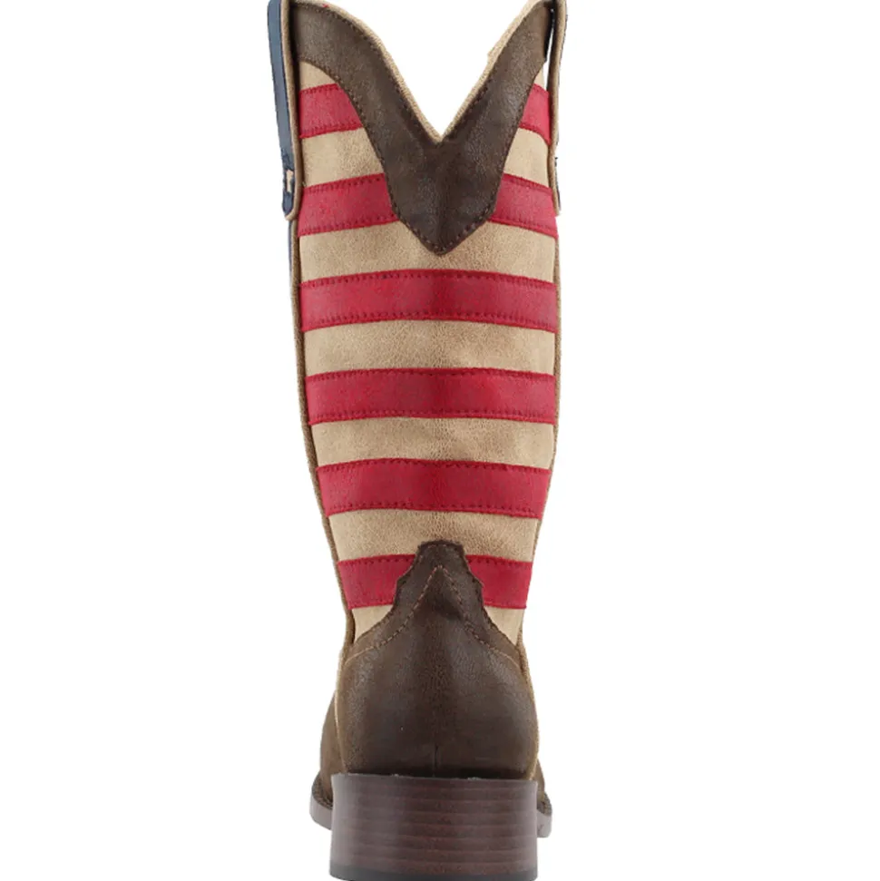 American Patriotic Square Toe Cowboy Boots