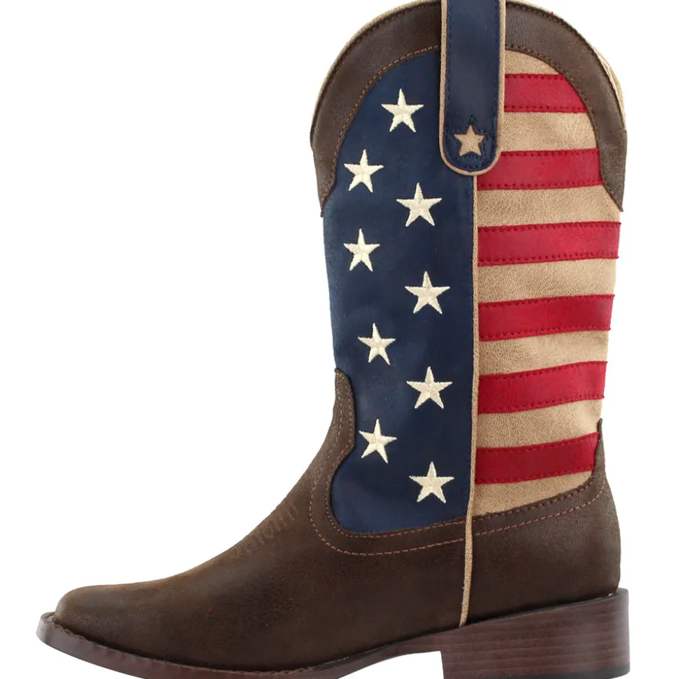 American Patriotic Square Toe Cowboy Boots