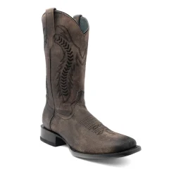Ashton Embroidered Square Toe Pull On Cowboy Boots