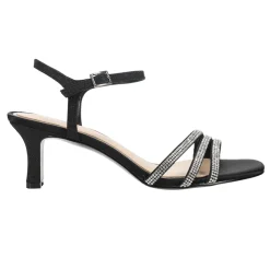 Bettany Glitter Rhinestone Ankle Strap Evening Kitten Heel Sandals