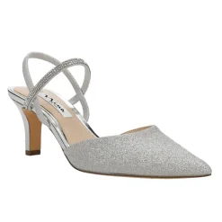 Billie Metallic Glitter Rhinestone Pointed Toe Slingback Pumps
