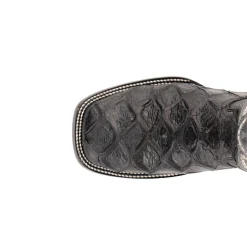 Bronco Pirarucu Print Embroidered Square Toe Cowboy Boots