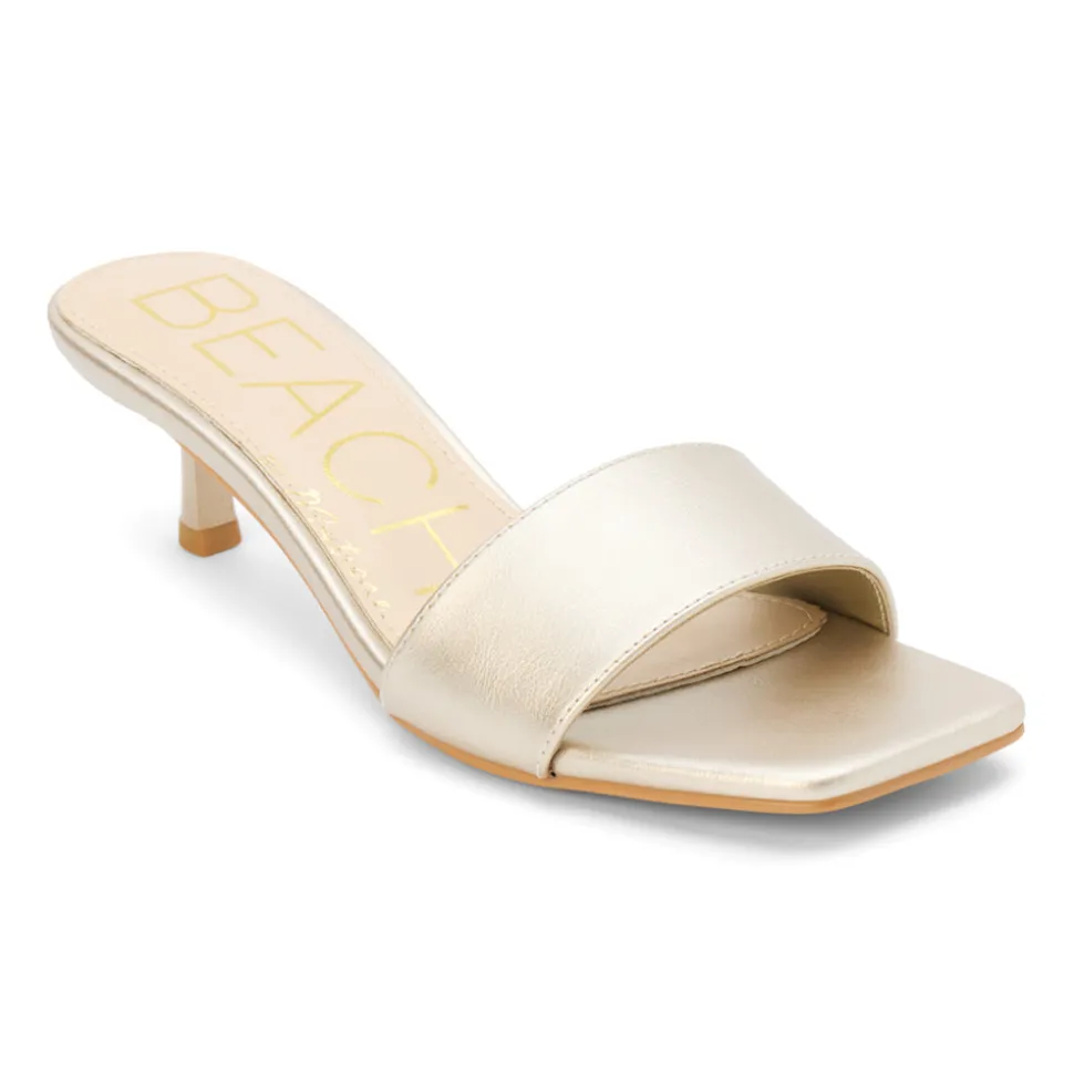 Capricorn Metallic Kitten Heel Slide Sandals