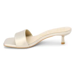 Capricorn Metallic Kitten Heel Slide Sandals