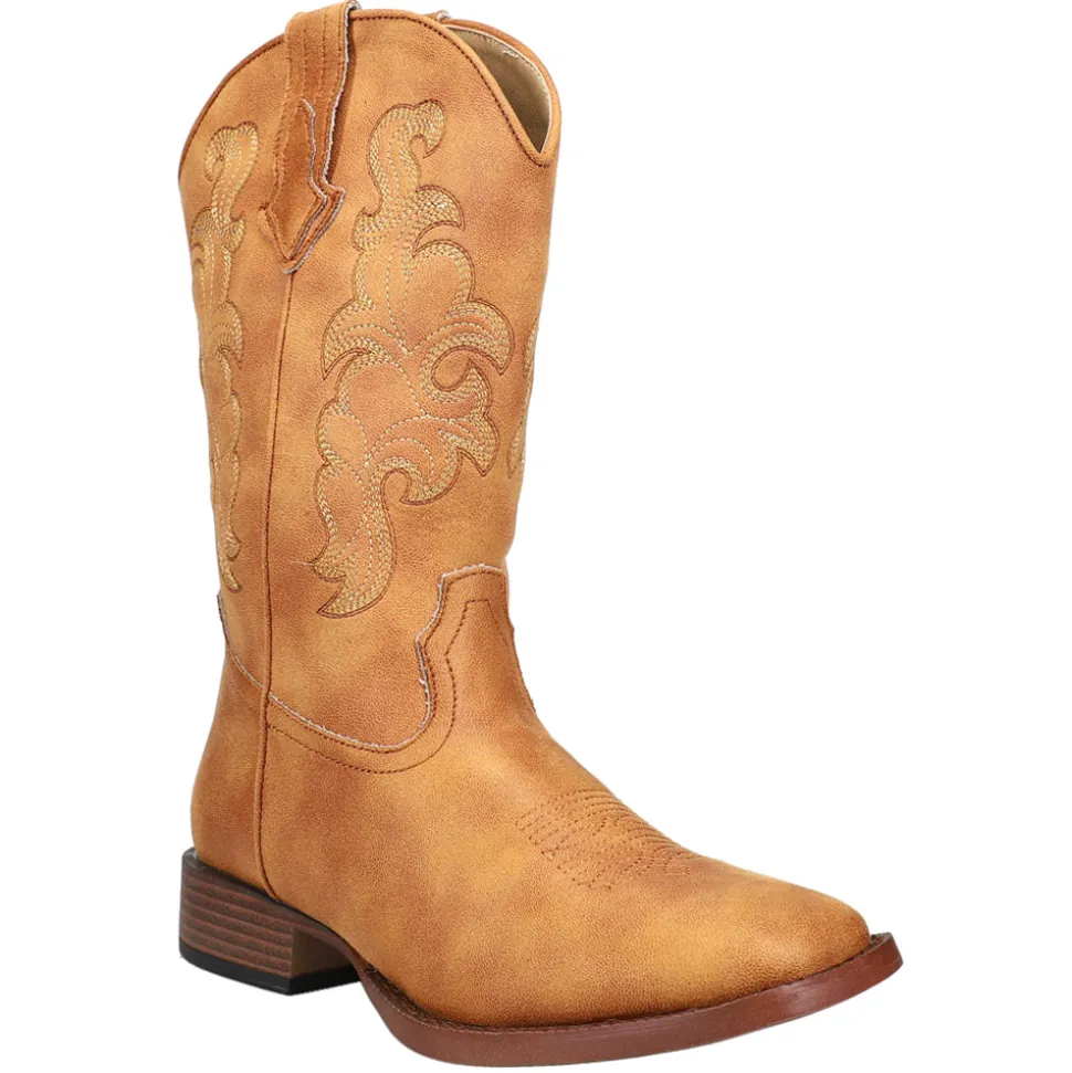 Cowboy Classic Embroidered Square Toe Pull On Cowboy Boots