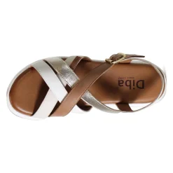 Dar Ling Metallic Strappy Wedge Sandals