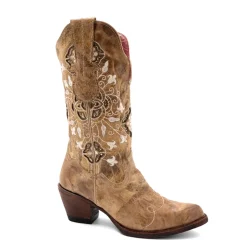 Empress Glitter Tooled Inlay Pointed Toe Cowboy Boots