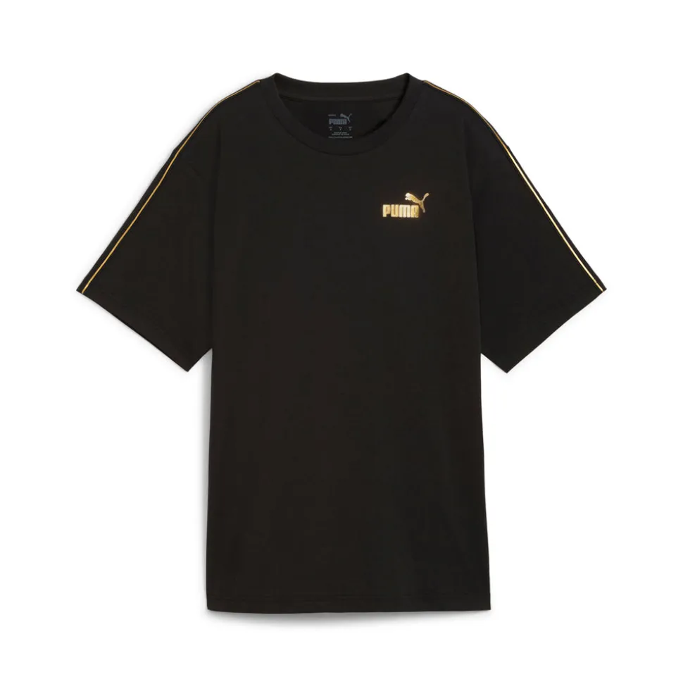 Essential Tape Metallic Logo Crew Neck Short Sleeve T-Shirt