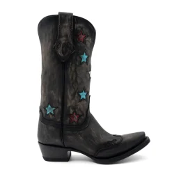 Estrella Overlay Snip Toe Pull On Cowboy Boots
