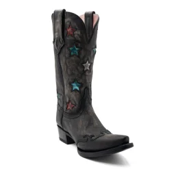 Estrella Overlay Snip Toe Pull On Cowboy Boots