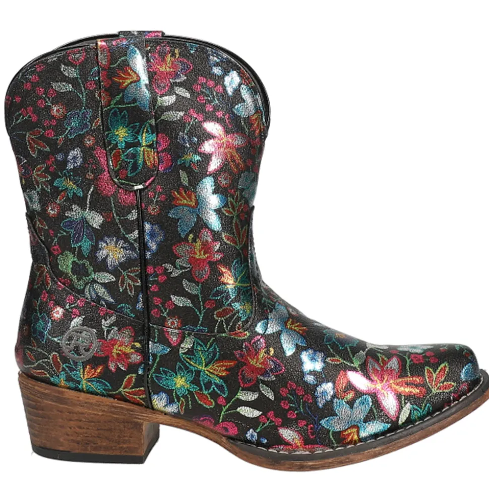 Ingrid Floral Metallic Snip Toe Cowboy Booties