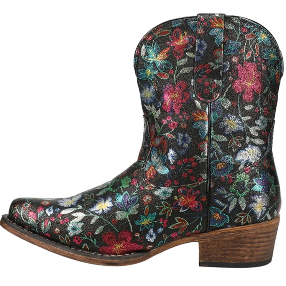 Ingrid Floral Metallic Snip Toe Cowboy Booties