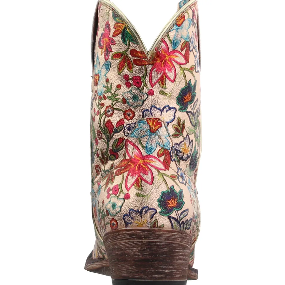 Ingrid Floral Metallic Snip Toe Cowboy Booties