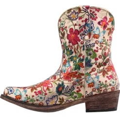 Ingrid Floral Metallic Snip Toe Cowboy Booties