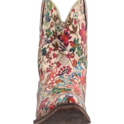 Ingrid Floral Metallic Snip Toe Cowboy Booties