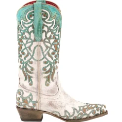 Ivy Embossed Embroidered Snip Toe Pull On Cowboy Boots