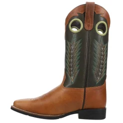 James Embroidered Square Toe Pull On Cowboy Boots