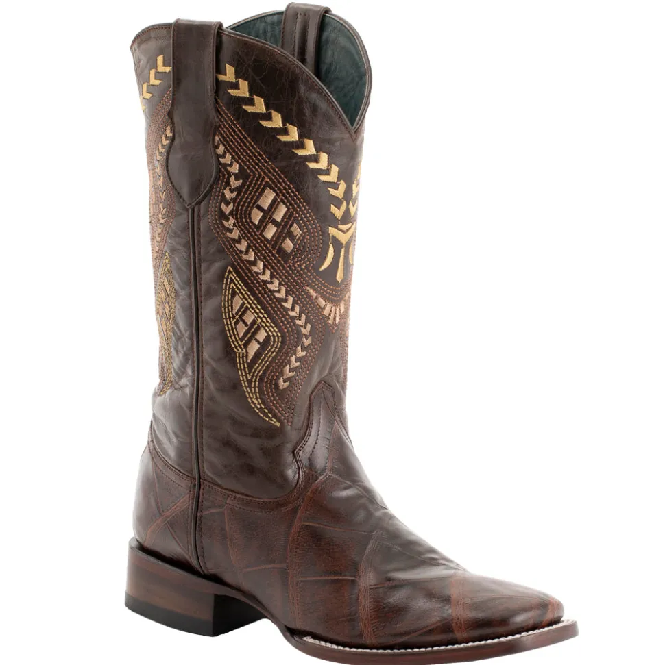 Jesse Alligator Print Square Toe Cowboy Boots