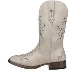 Kennedy Tooled-Inlay Glitter Square Toe Pull On Cowboy Boots