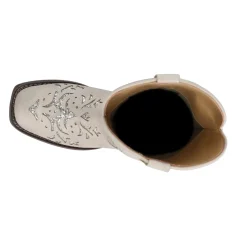 Kennedy Tooled-Inlay Glitter Square Toe Pull On Cowboy Boots