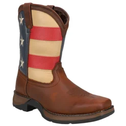 Lil' Rebel Patriotic Flag Cowboy Square Toe Boots (Big Kid)