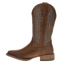 Loretta Embroidered Square Toe Pull On Cowboy Boots
