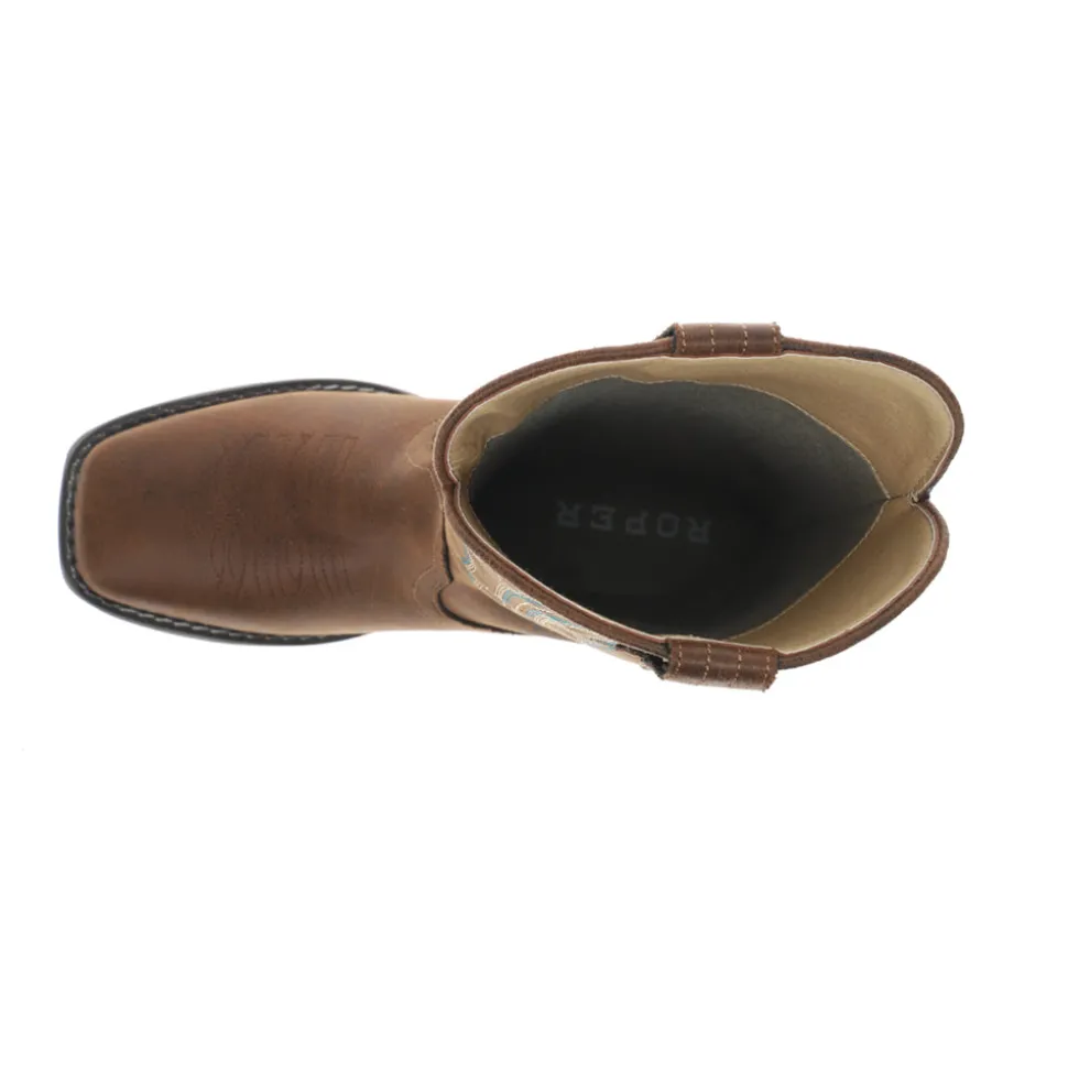 Loretta Embroidered Square Toe Pull On Cowboy Boots