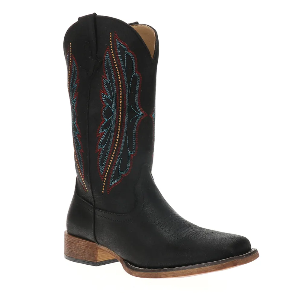 Loretta Embroidered Square Toe Pull On Cowboy Boots