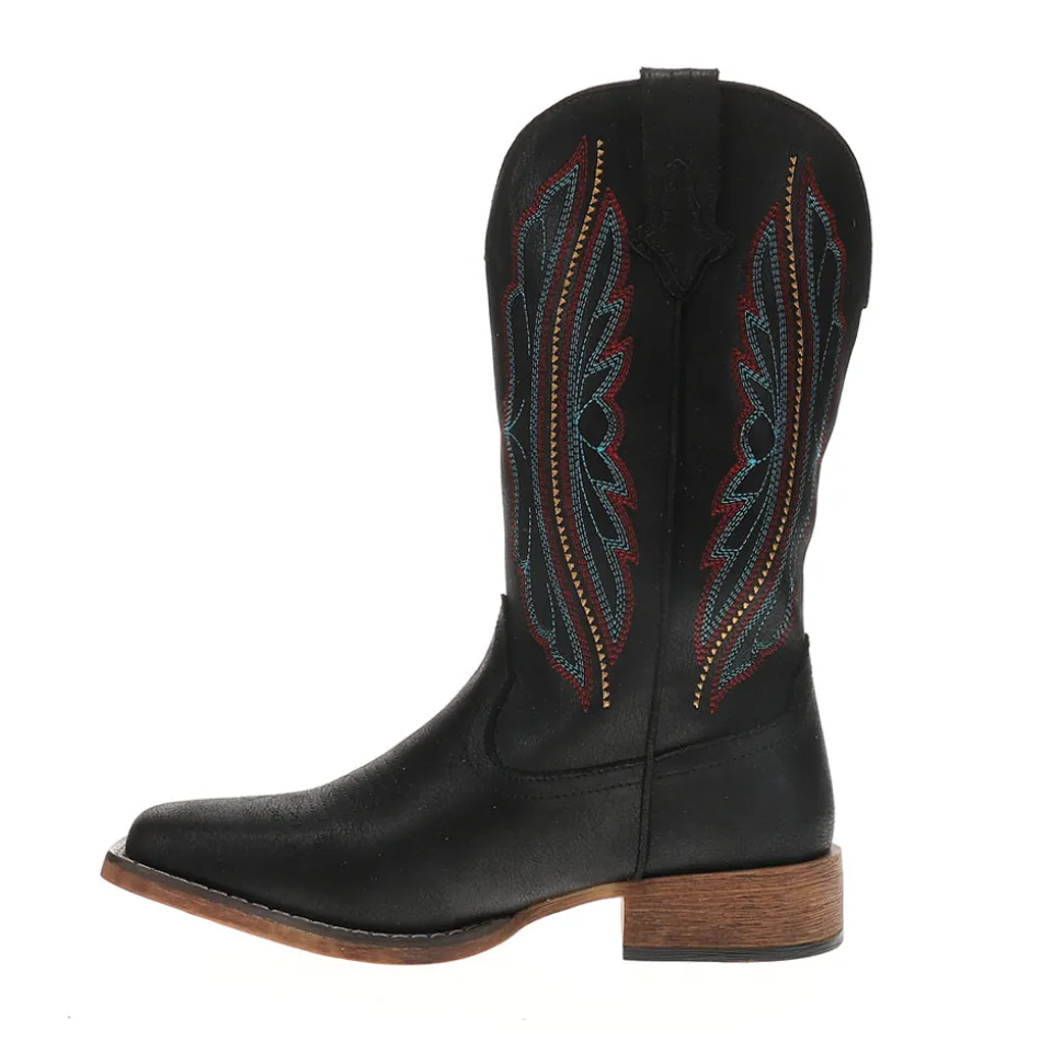 Loretta Embroidered Square Toe Pull On Cowboy Boots