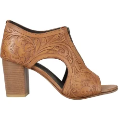 Mika Floral Embossed Peep Toe Zippered Shootie Pumps