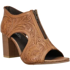 Mika Floral Embossed Peep Toe Zippered Shootie Pumps