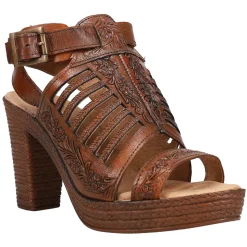 Mika III Embossed Cut Out Block Heel Sandals