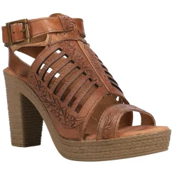 Mika III Embossed Cut Out Block Heel Sandals