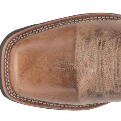 Montana Embroidered Square Toe Pull On Cowboy Boots