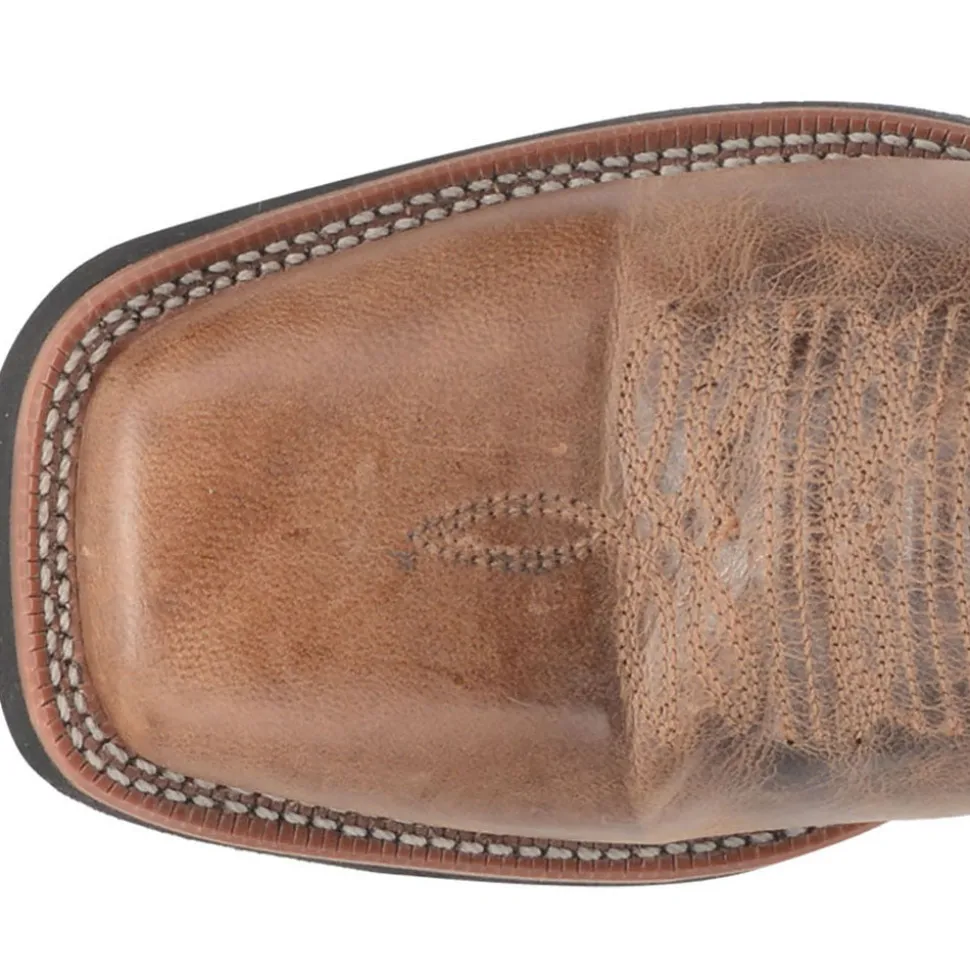 Montana Embroidered Square Toe Pull On Cowboy Boots