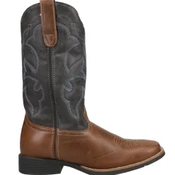 Monterey Embroidered Square Toe Pull On Cowboy Boots