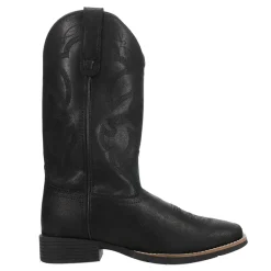 Monterey Embroidered Square Toe Pull On Cowboy Boots