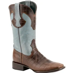 Mustang Alligator Print Square Toe Cowboy Boots