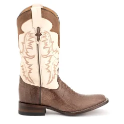 Nash Ostrich Embroidered Square Toe Cowboy Boots