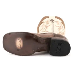 Nash Ostrich Embroidered Square Toe Cowboy Boots