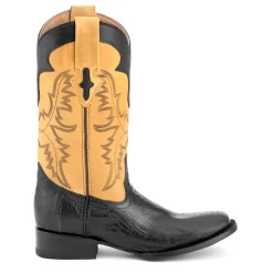 Nash Ostrich Embroidered Square Toe Pull On Cowboy Boots
