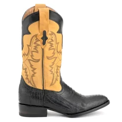 Nash Ostrich Embroidered Round Toe Pull On Cowboy Boots
