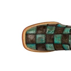Patchwork Embroidered Square Toe Cowboy Boots
