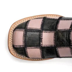 Patchwork Square Toe Pull On Cowboy Boots