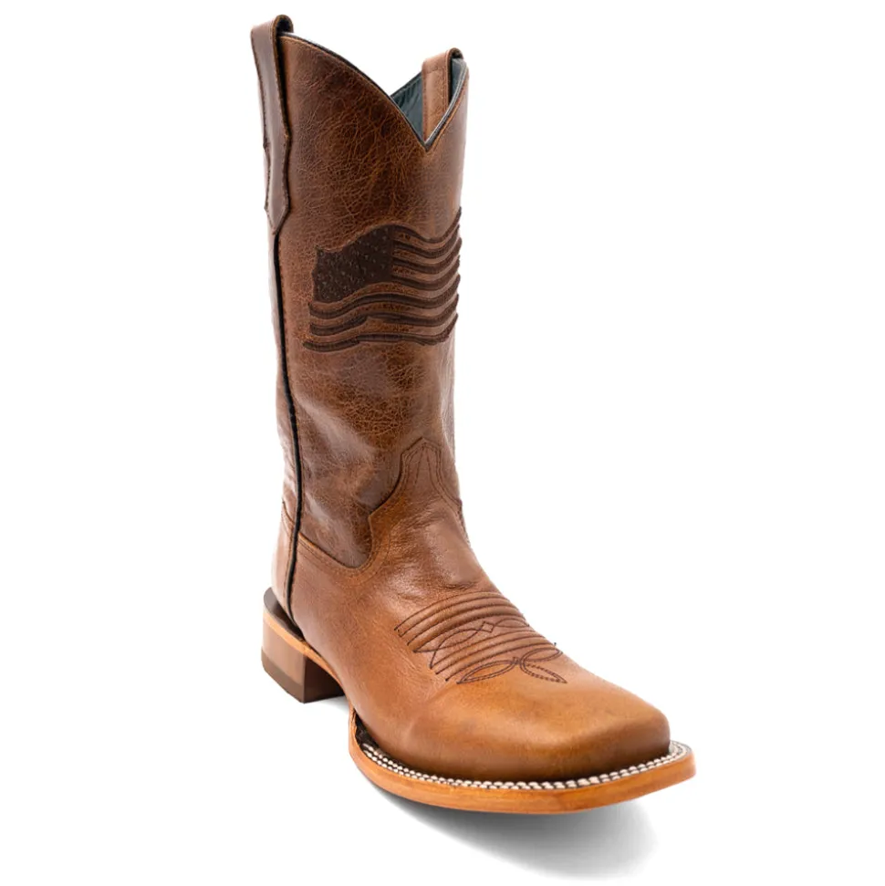 Patriot Embroidered Square Toe Cowboy Boots