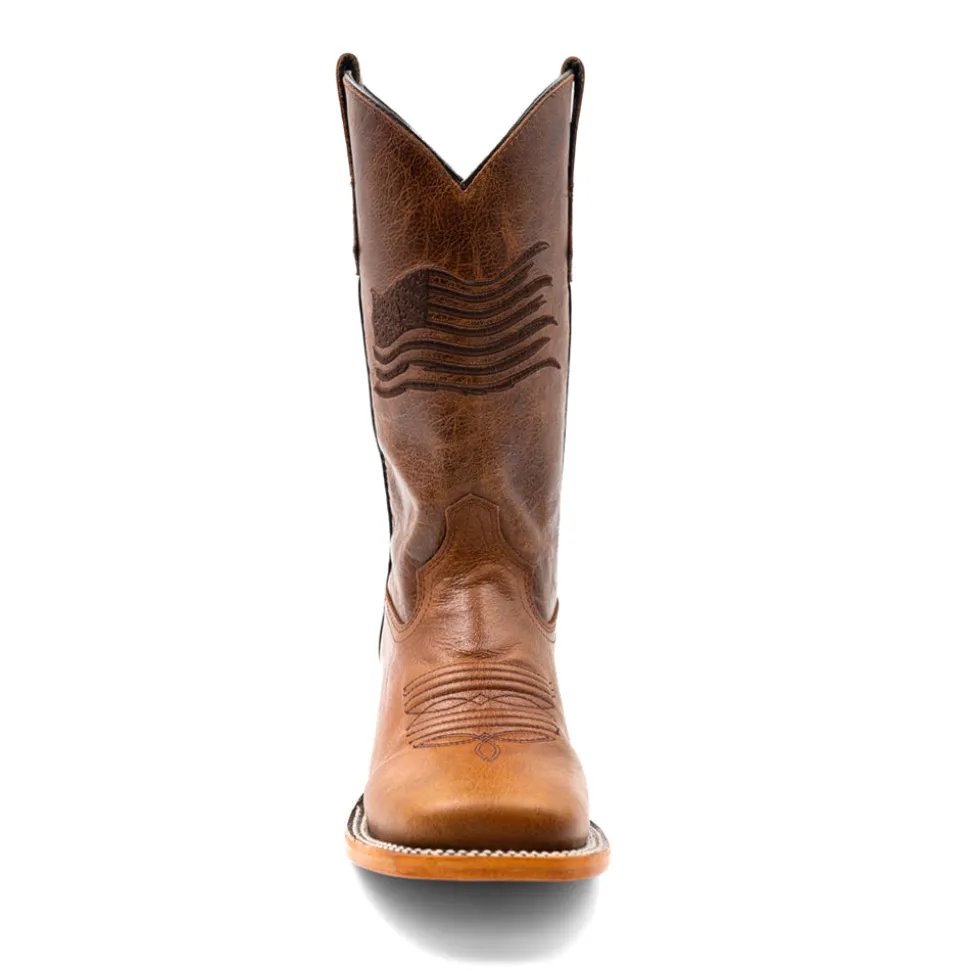 Patriot Embroidered Square Toe Cowboy Boots